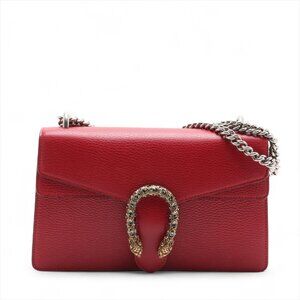Gucci Duonyssos Leather Chain Shoulder Bag Red 400249